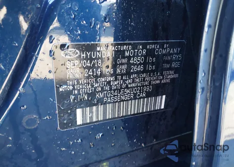 2019 Genesis G70 3.3T Advanced z USA, uszkodzony, nr VIN KMTG34LE5KU021993